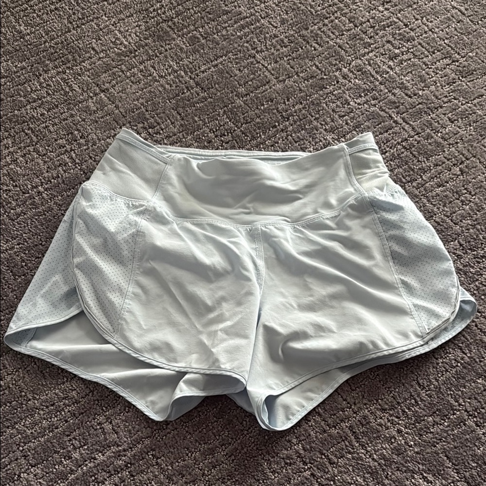 Lululemon light blue Athletic Shorts with Curved Hem and Wide Waistband